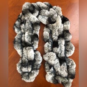 Luxurious Gray Raby Fur Scarf